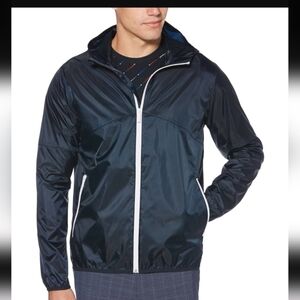 Perry Ellis Mens Hooded Bomber Jacket, Blue, Large  Bomber Jacket